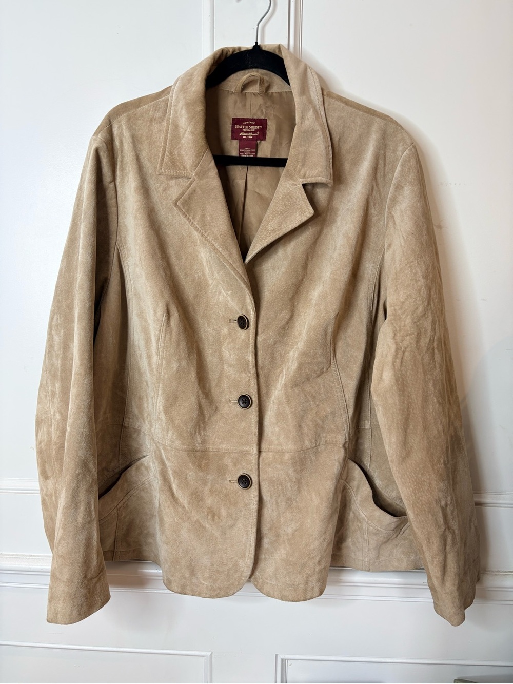 Eddie Bauer Tan Suede Three-Button Blazer